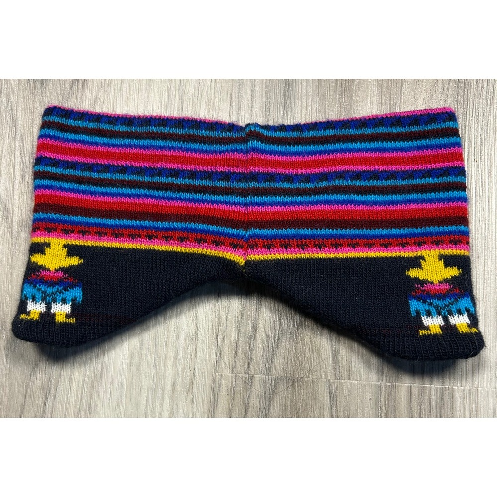 Knit Ear Warmer Headband Colorful Striped Folk Art Design aztec rainbow tribal